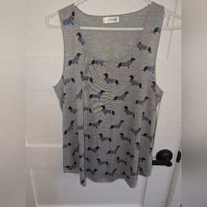 Gray Tank Top with Dachshund Pattern